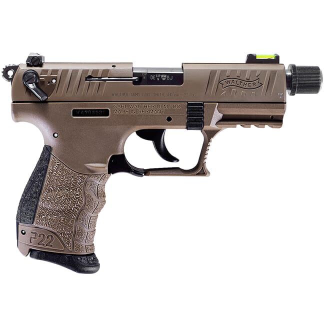 Walther P22Q .22lr 3.42" Tactical Full FDE with Adapter 10 round Pistol w/ 2 Magazines 5120753