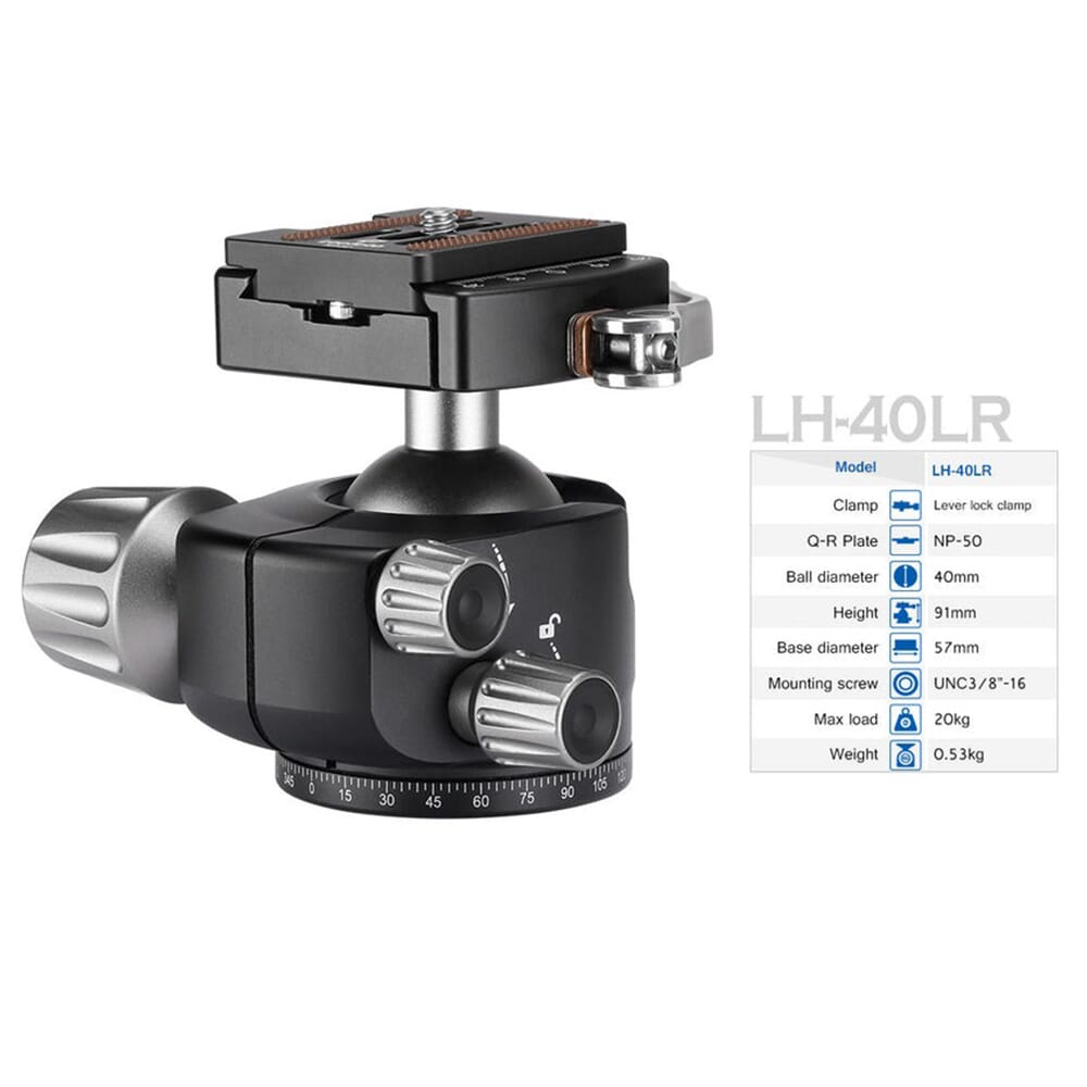 Leofoto LS Ranger Series LS-323CX Professional Light Weight Carbon Fiber Tripod Kit w/LH-40LR Ball Head LS-323CX+LH-40LR