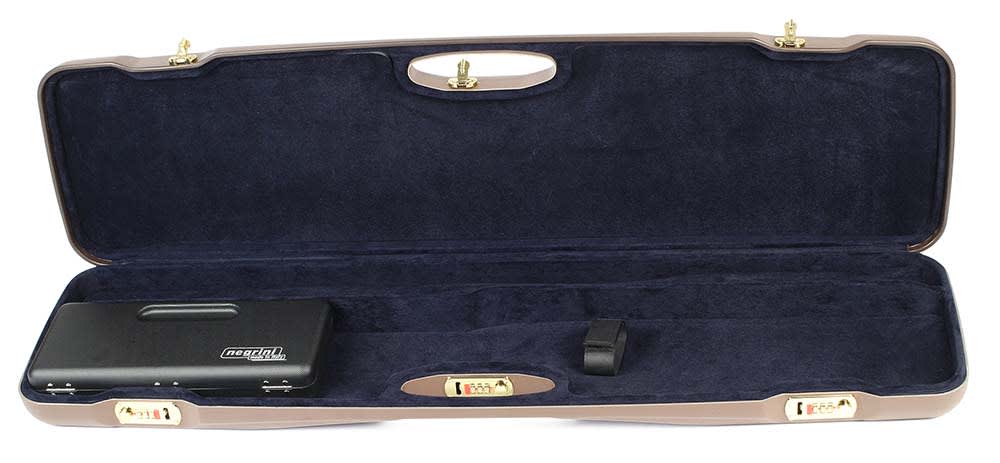 Negrini One Gun Fits all shotguns O/U, SXS, Semi-auto or Pump. Brown with Blue interior. 1607LR-UNI/4711