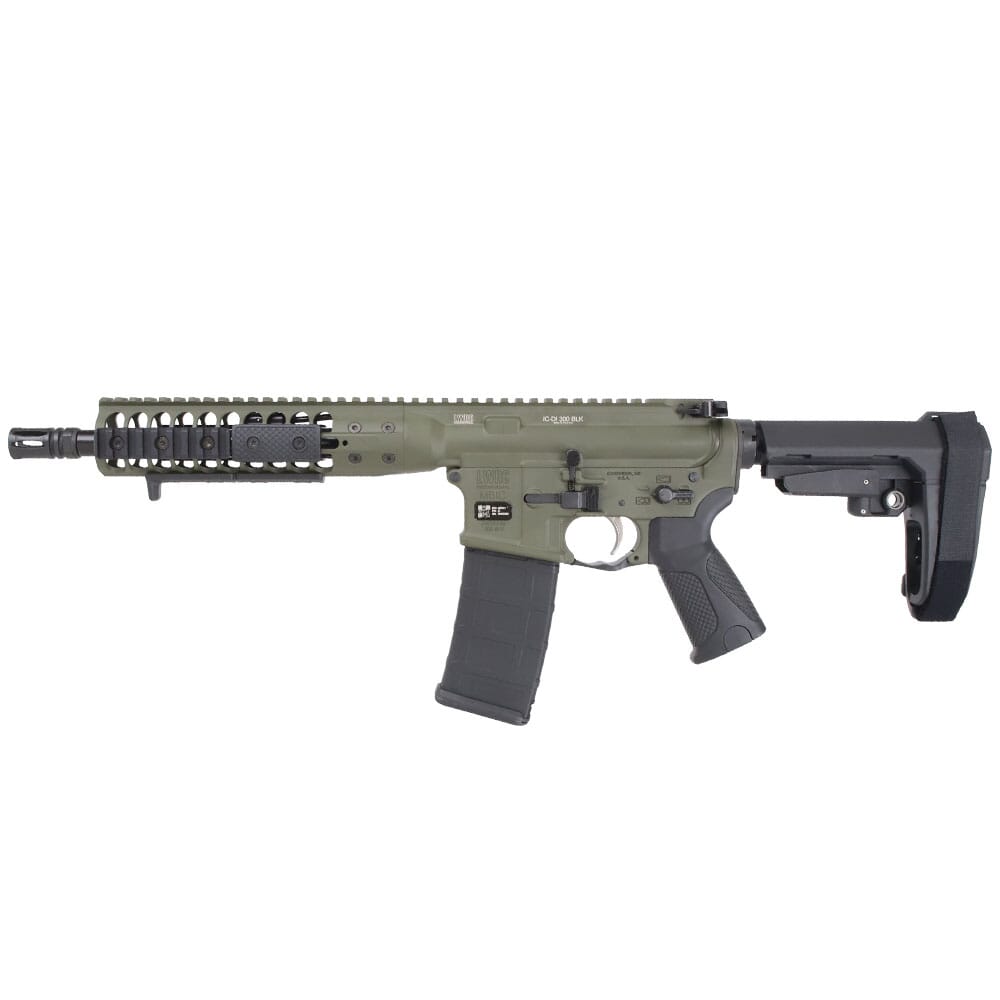 LWRC ICDI Direct Impingement .300 Blackout 10.5" 1:7" 1/2x28 Bbl OD Green Pistol w/SBA3 Brace ICDIP3ODG10SBA3