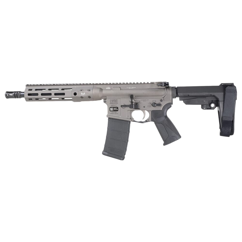 LWRC ICDI M-LOK Direct Impingement 5.56mm NATO 10.5" 1:7" 1/2x28 Bbl Tungsten Grey Pistol w/SBA3 Brace ICDIP5TG10SBA3ML