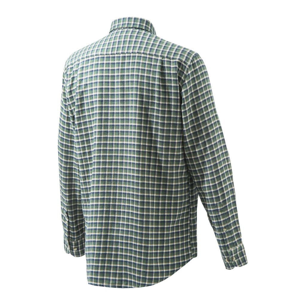 Beretta Wood Flannel Button-Down Shirt White Blue Green Check Small LUA10T16440192S