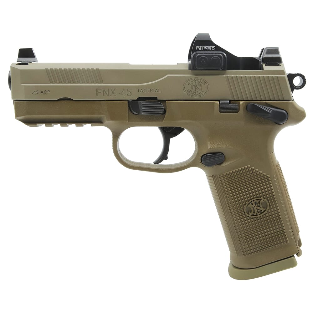 FN FNX-45 Tactical .45 ACP FDE/FDE Non-Threaded Pistol with/ 2x10 & Vortex Viper Red Dot 66-100868
