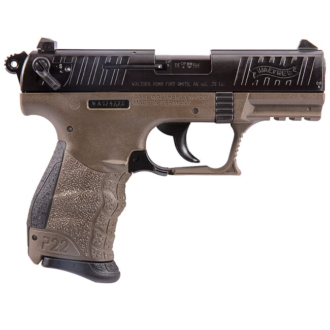Walther Arms P22 .22 L.R. CA FDE Black Slide 10 round Pistol w/ 2 mags 5120363