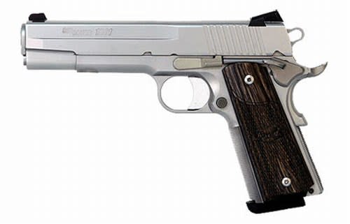 Stainless Finish, Low Profile Night Sights, Blackwood Grips 1911-45-SSS