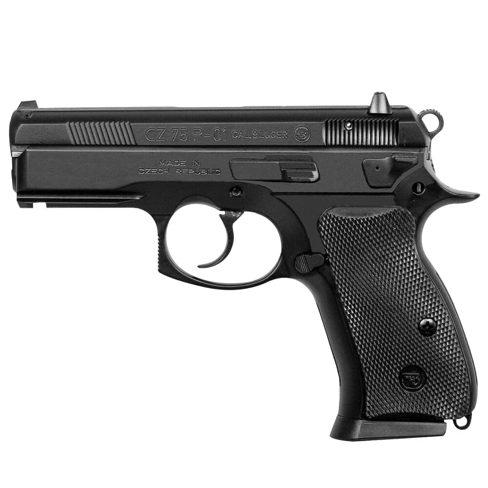 CZ-USA 75 P-01 9mm 10rd Blk Handgun w/Polycoat Alum, Fixed Sights, Decocker, Blk Rubber Grips, 01199