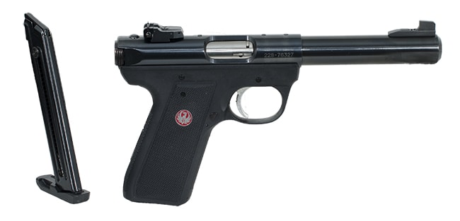 Ruger 22/45 Target Mark III .22 Long Rifle 5.5 Inch Bull Barrel Blue Finish Adjustable Rear Sights Molded Grip 10 Round USED: Good condition - 10107