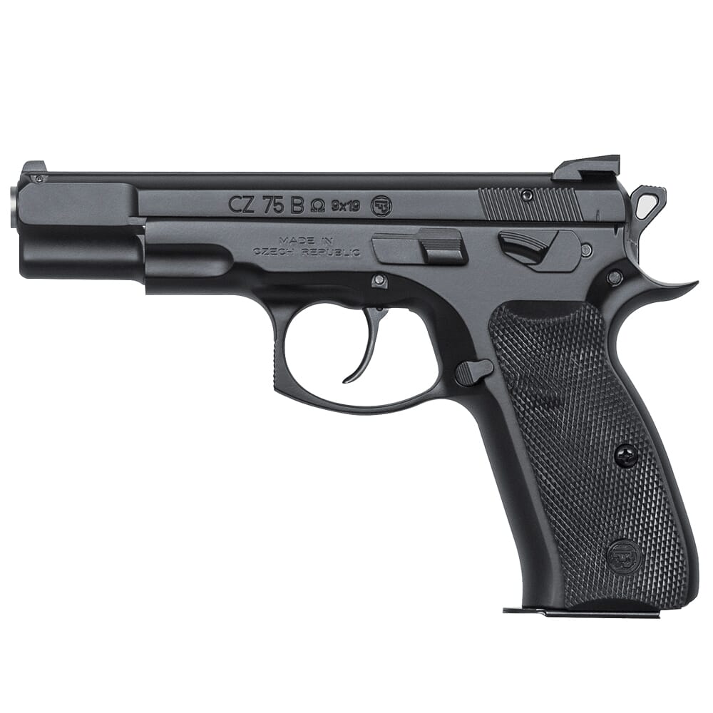 CZ-USA 75 B Omega Convertible 9mm 16rd Blk Handgun w/Polycoat Steel, Fixed Sights, Swappable Safety/Decocker, Blk Plastic Grips 91136