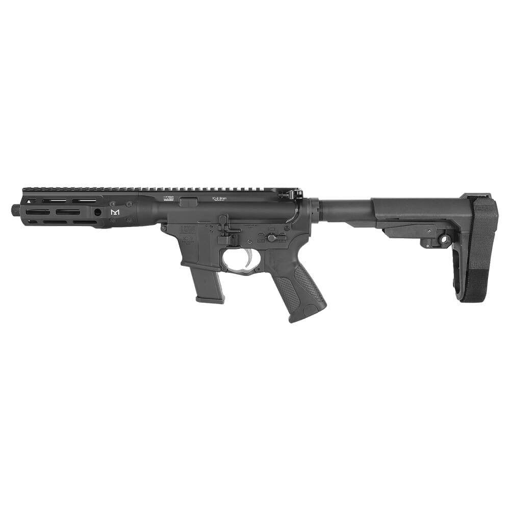 LWRC IC-9 9mm 8.5" 1:10" 1/2x28 Bbl Black Pistol w/SBA3 Brace ICP9B8SBA3