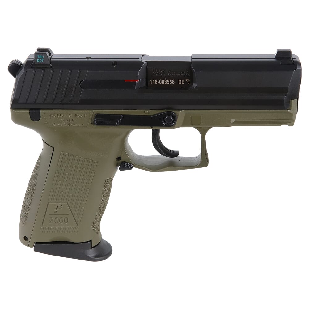 HK P2000 V3 9mm 3.66" DA/SA OD Pistol w/(3) 10rd Mags & Night Sights 81000064