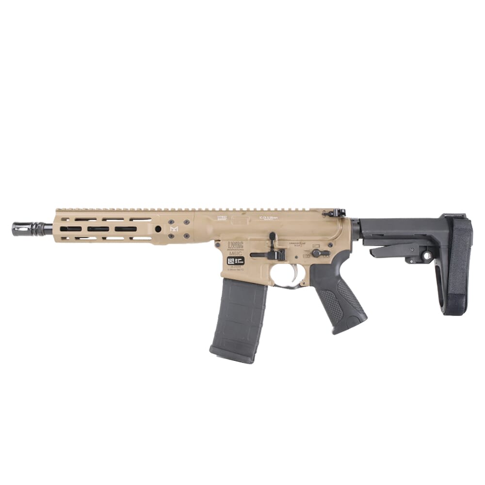 LWRC ICDI M-LOK Direct Impingement 5.56mm NATO 10.5" 1:7" 1/2x28 Bbl FDE Pistol w/SBA3 Brace ICDIP5CK10SBA3ML
