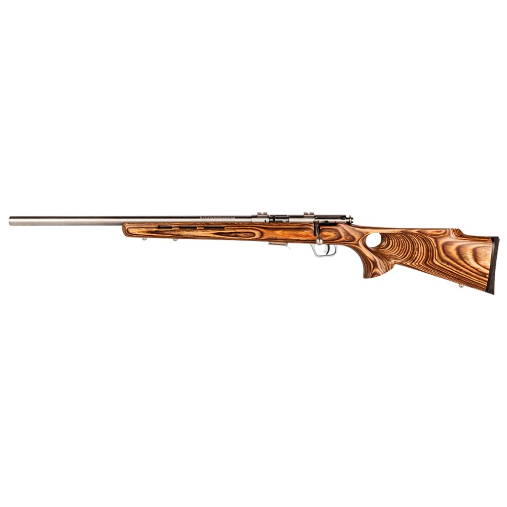 Savage Arms 93R17 BTVSS .17 HMR 21" 1:9" Bbl Brown Laminate/Stainless BA Rifle w/(1) 5rd Mag & Thumbhole Stock 96200