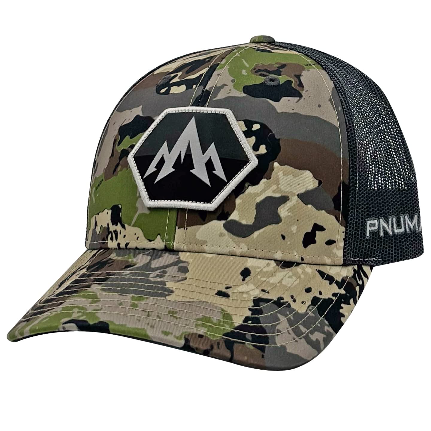 Pnuma Outdoors Hex Camo Trucker Cap, Caza Camo CP-HX-CZ