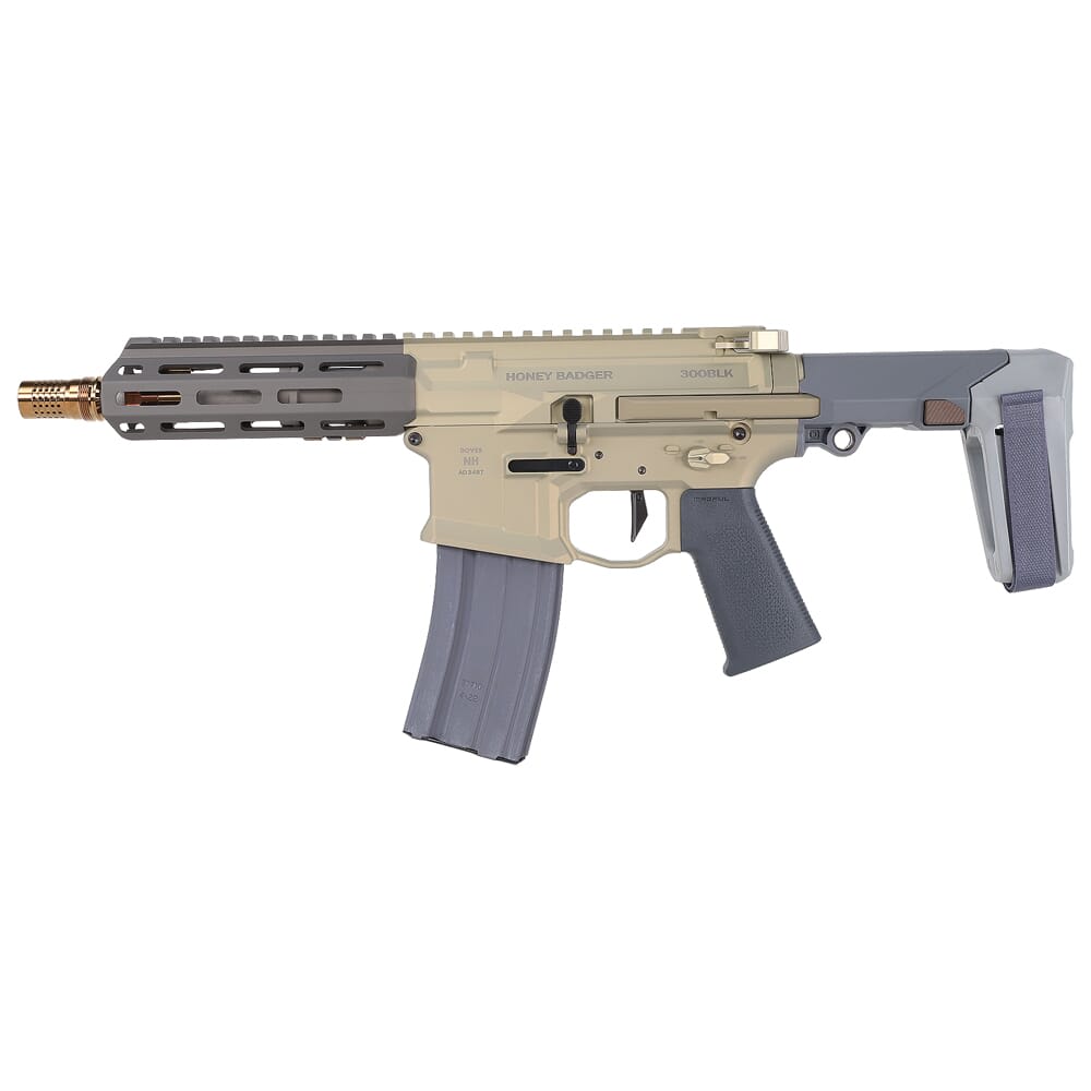 Q, LLC. Honey Badger .300 BLK 7" 1:5" Gray Pistol w/Brace HB-300BLK-7IN-PISTOL