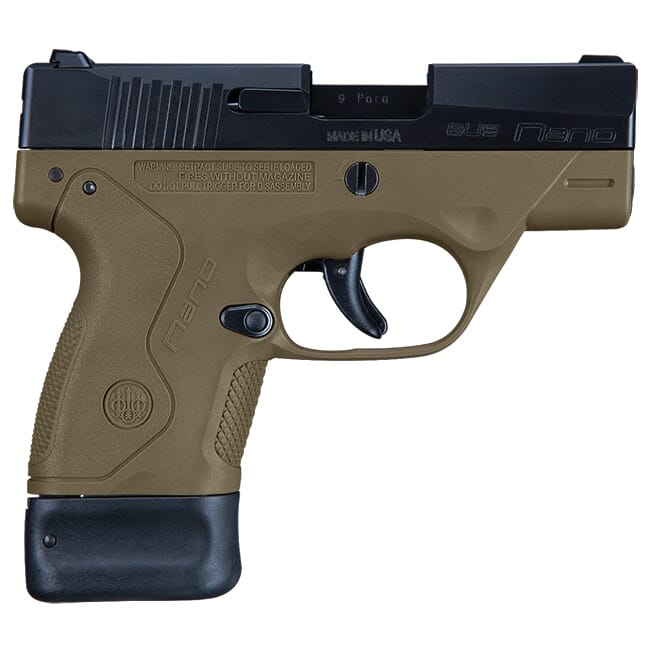Beretta BU-9 Nano FDE 9mm Single 6+8rd Mag Pistol JMN9S55
