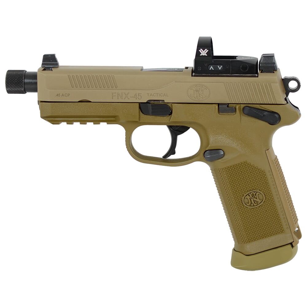 FN FNX-45 Tactical .45 ACP FDE/FDE NS Pistol with 2X15 Vortex Venom Red Dot 66-100659