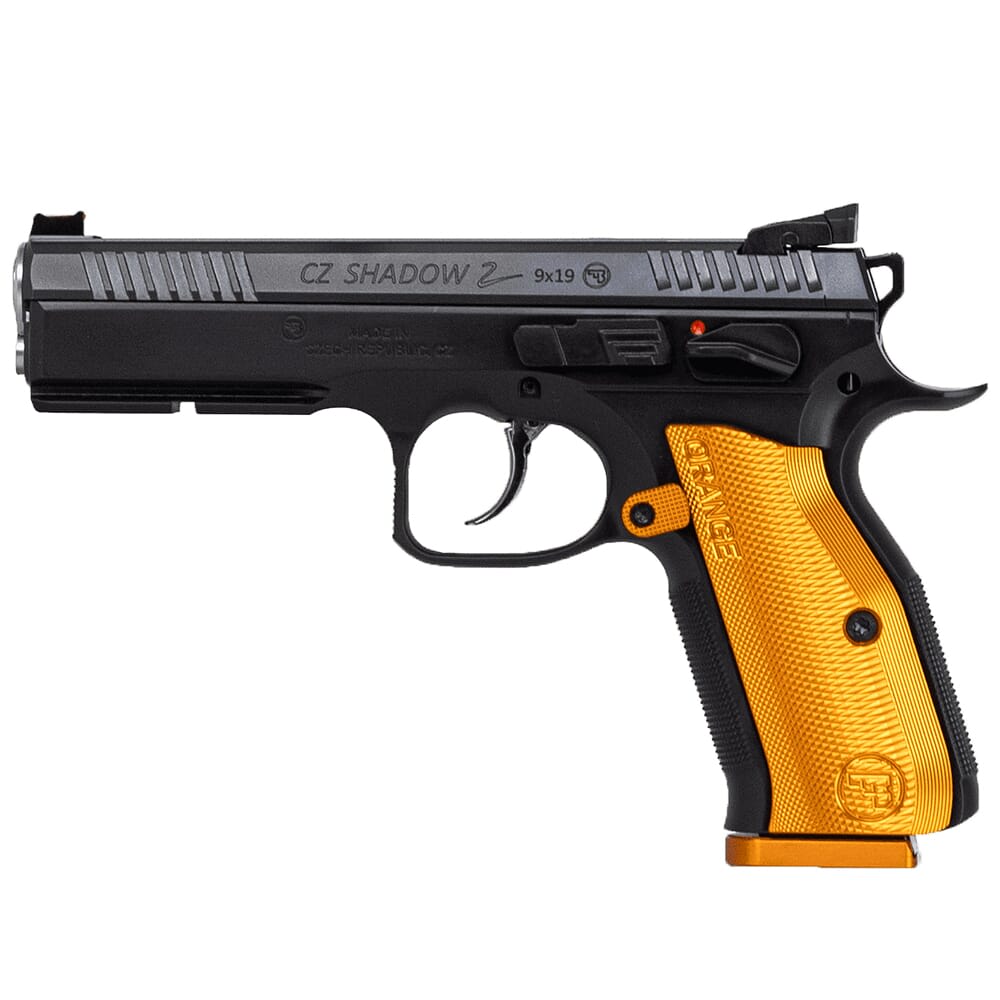 CZ-USA Shadow 2 Orange 9mm 17rd Handgun w/Polycoat Steel Frame, Nitride Slide, FO Front/Blk Serrated Hajo Rear, Bbl Bushing 91249