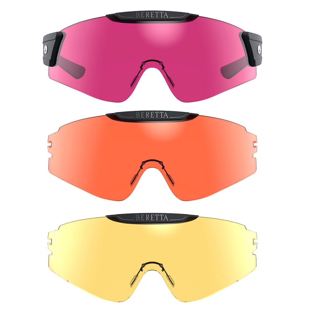 Beretta Intermask Wraparound Protective Shooting Eyeglasses w/Yellow, Magenta, & Orange Interchangeable Lenses & Adjustable Temple OC081D00490MY9UNI