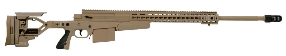 Accuracy International AX 338 Pale Brown chassis 27 inch barrel std brake Left Hand A-XM338LMPB27SM-LH