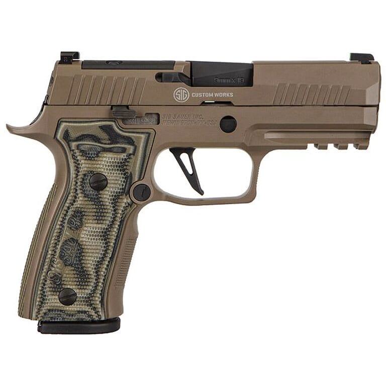 Sig Sauer Custom Works P320 Scorpion 9mm 3.9" FDE Optic Ready Pistol w/X-RAY3, AXG Mod Grip, and (3) 10rd Steel Mags 320AXGCA-9-CW-SCPN-R2-10