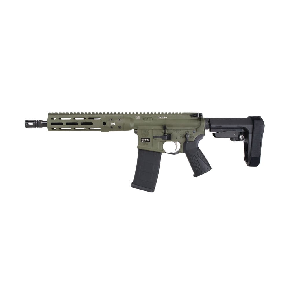 LWRC ICDI M-LOK Direct Impingement .300 Blackout 10.5" 1:7" 1/2x28 Bbl OD Green Pistol w/SBA3 Brace ICDIP3ODG10MLSBA3