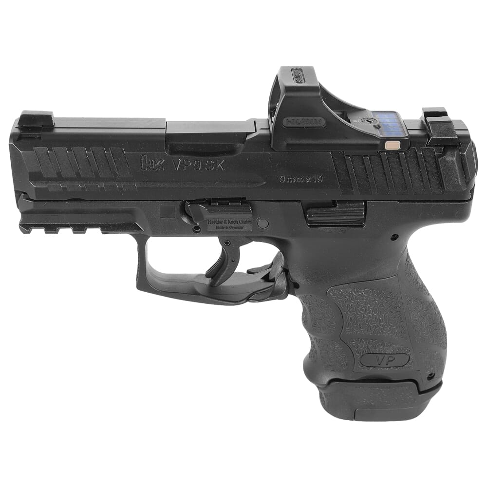 HK VP9SK SCS 9mm 3.39" Bbl Subcompact Pistol w/Super Green Holosun Package, (1) 15rd & (1) 12rd Mags 81000804