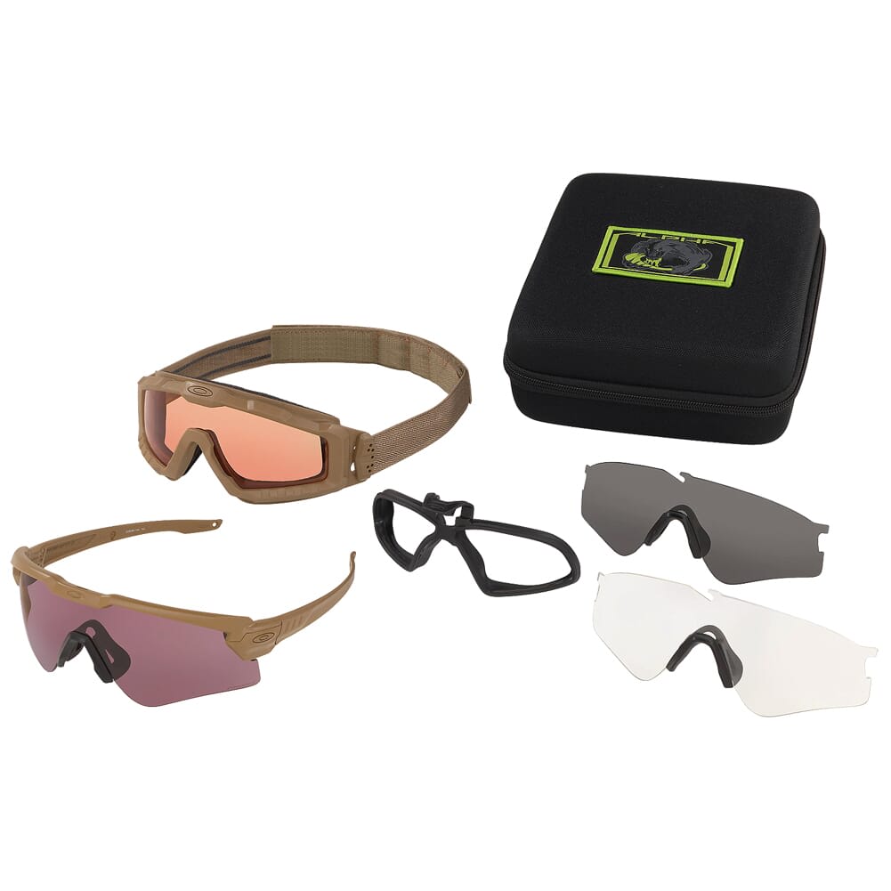 Oakley SI Ballistic M Frame ALPHA Tan Operator w/Kit Square Case + Clear, Grey, PRIZM TR22, and PRIZM TR45 Lens Array OO9296-1144
