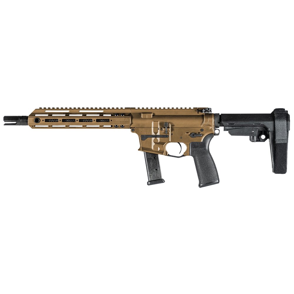 Christensen Arms CA9MM 9mm 10.5" 1:10" M-LOK Burnt Bronze AR Pistol w/SBA3 Tactical Brace 801-11007-01