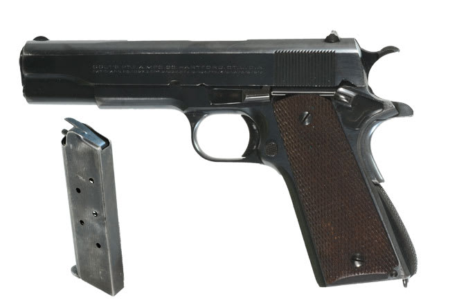 Colt Government ModelColt Government Model 45 ACP in blue finish.-Bosart 45 ACP in blue finish. This pistol was made in the 1940's. This is a consignm