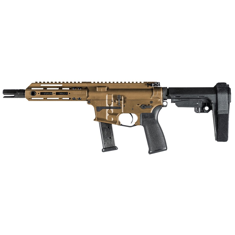 Christensen Arms CA9MM 9mm 7.5" 1:10" M-LOK Burnt Bronze AR Pistol w/SBA3 Tactical Brace 801-11006-01
