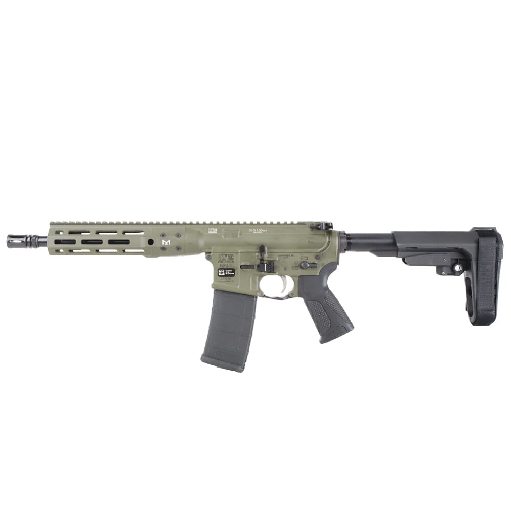 LWRC ICDI M-LOK Direct Impingement 5.56mm NATO 10.5" 1:7" 1/2x28 Bbl OD Green Pistol w/SBA3 Brace ICDIP5ODG10SBA3ML