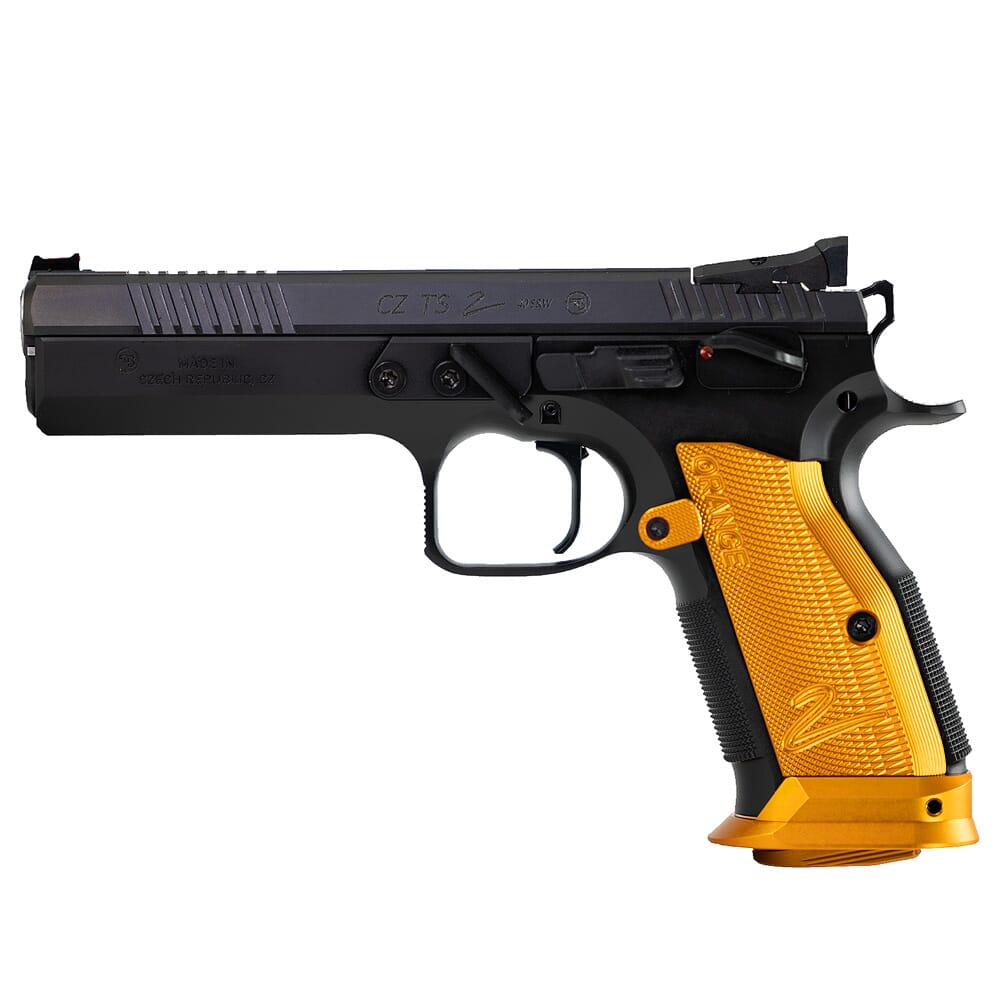 CZ-USA TS 2 Orange .40 S&W 5.2" Bull Bbl 17rd Blk Handgun w/Polycoat Steel, FO Front/Fixed Rear, Orange Alum Grips 91265