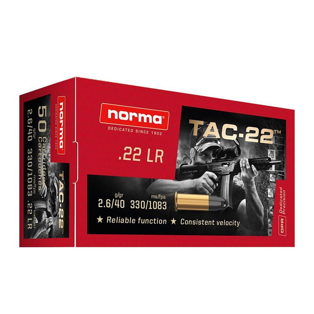 Norma Tac and Match Tac .22 Long Rifle 40gr Ammo (50 per Box) 2425092