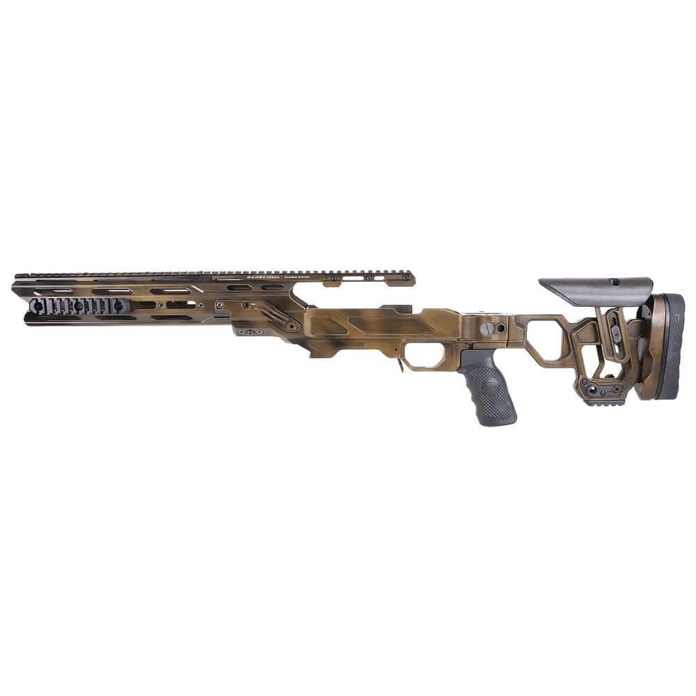 Cadex Defense Dual Strike Tan Surgeon XL Action 3.850" Mag Folding Chassis w/Battleworn Bronze Color Upgrade STKDL-SGN-RH-XL-S20E-BWZ / UPGD-BWSTK