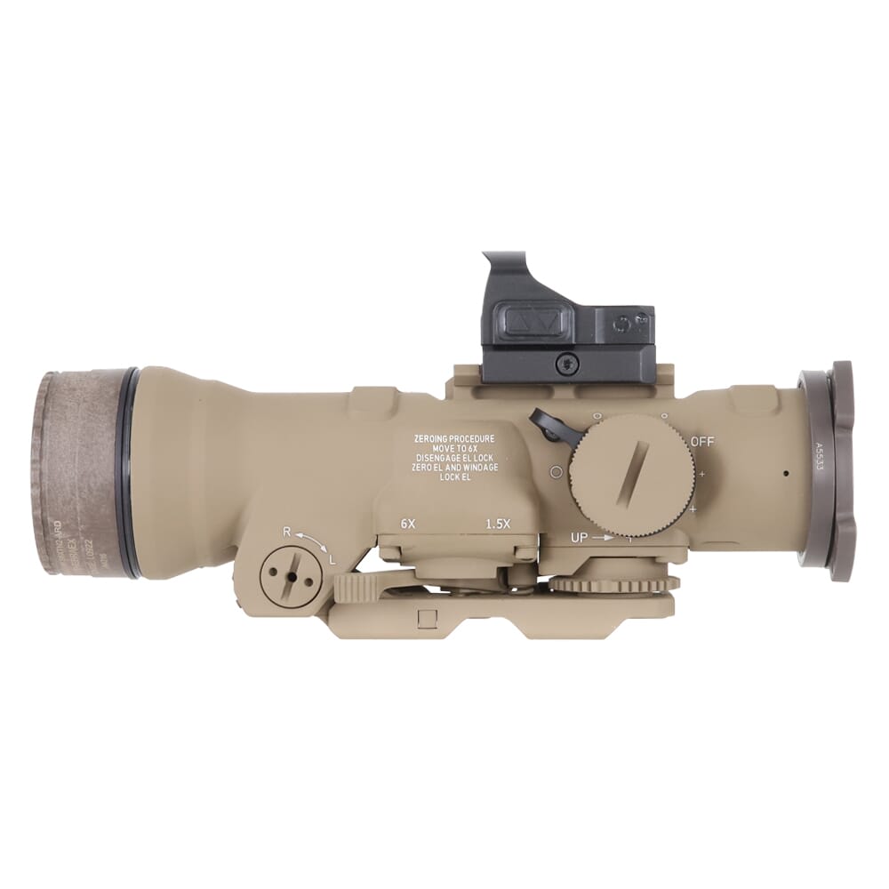 Elcan SpecterDR 1.5x/6x 5.56mm FDE Riflescope w/Flip Covers, ARD, & 3MOA XOPTEK DFOV6-T265-C10-X3