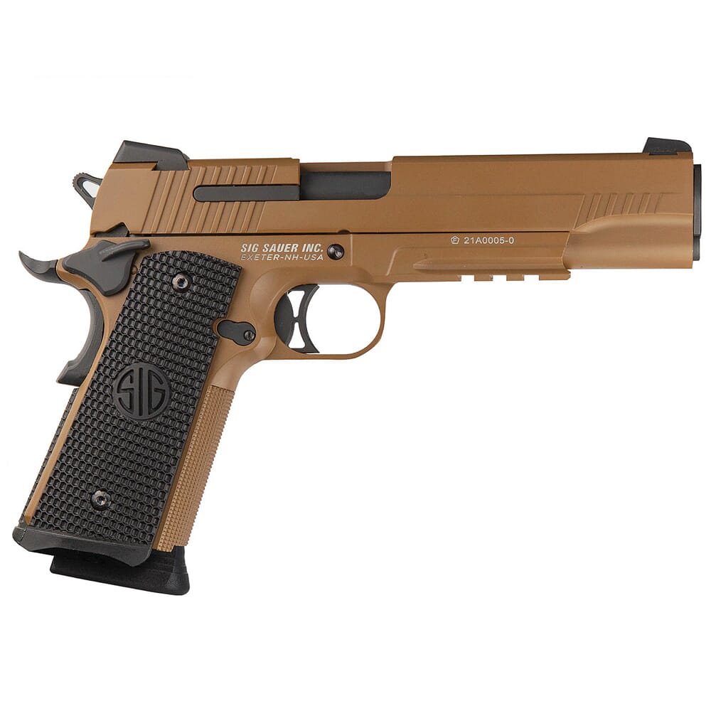 Sig Sauer 1911 Air Emperor Scorpion 4.5mm Cal CO2 FDE Steel BB Gun w/(1) 17rd BB Mag, Full Blowback Metal Slide & 3-Dot Fixed Sights AIR-1911ES-BB