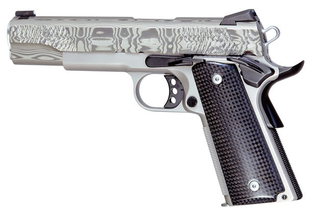 Christensen Arms Government Lite 5in-Classic 45ACP Titanium Frame-Damascus Slide-Carbon Grip