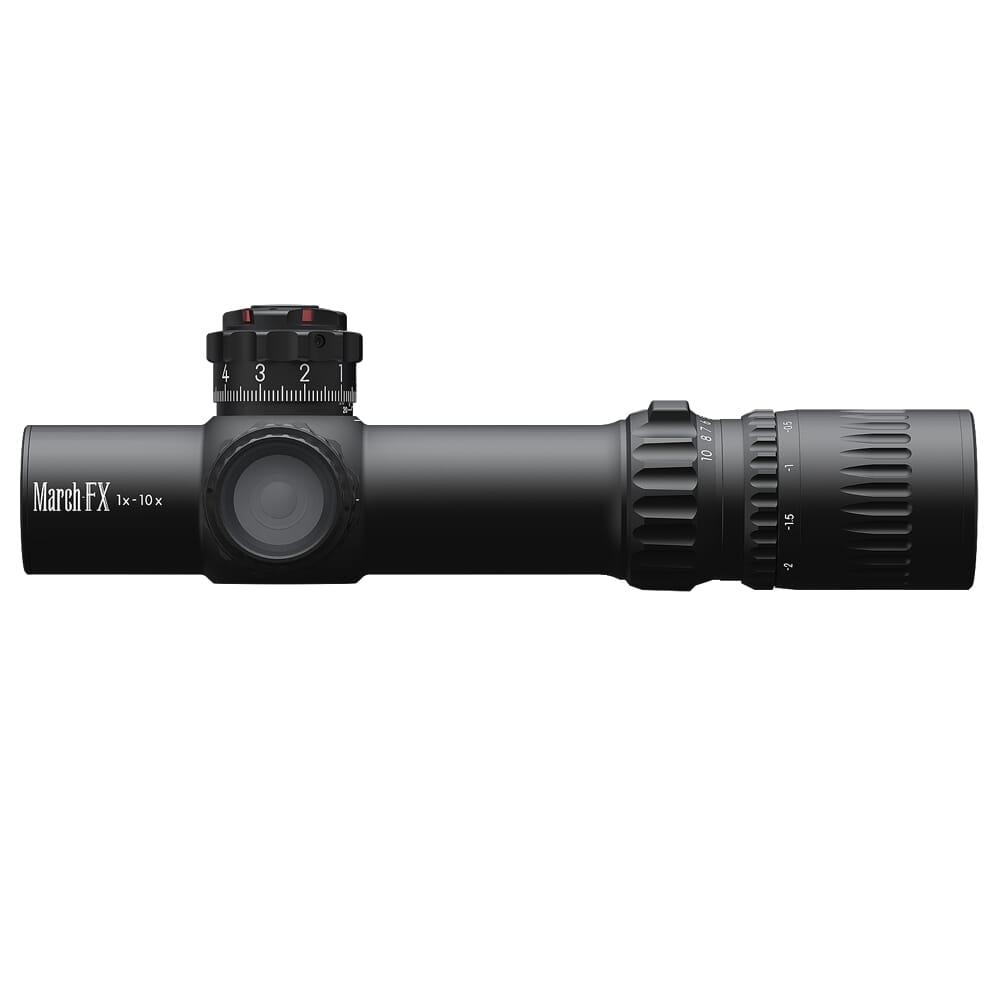 March Compact Tactical Shorty Gen II 1-10x24mm FFP DR-1F Reticle 0.1MIL 6Level Illum Riflescope w/Shuriken Dial Lock D10SV24FDIMLX-DR-1F