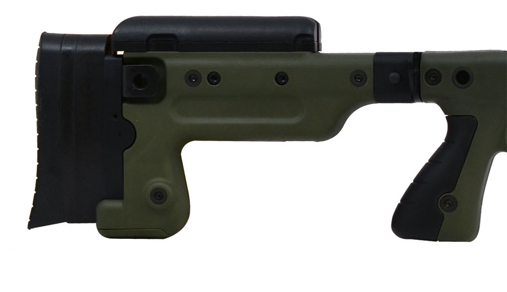 Accuracy International AX Chassis Long Action 338 CIP M700 Green, Pistol Grip, Folding Stock, 16" fo 25205FCBL
