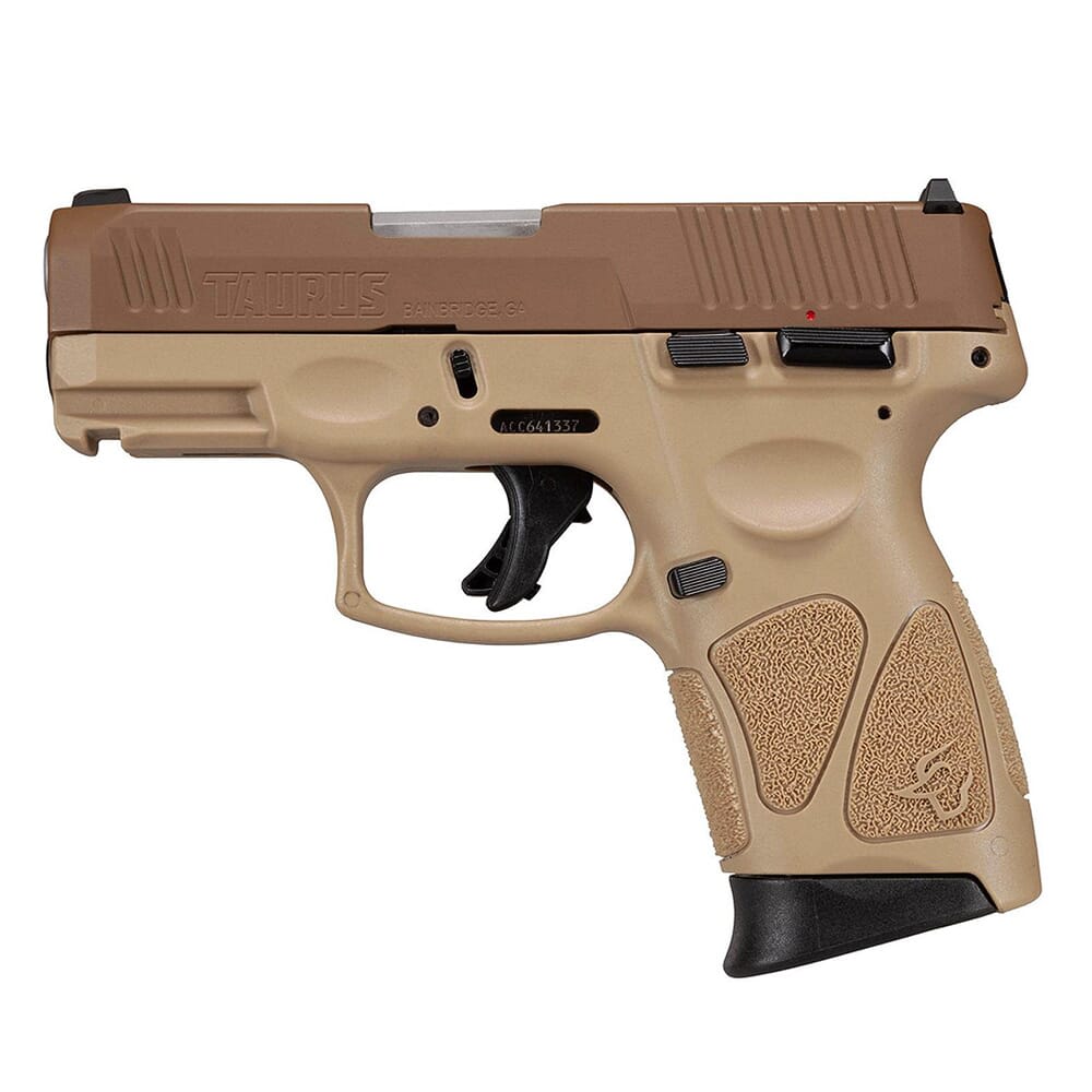 Taurus G3C 9mm 3.26" Tan/Troy Coyote MA Compliant Pistol w/(3)10rd Mags 1-G3C93ET-MA