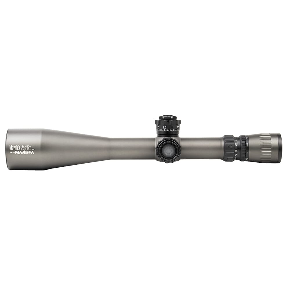 March X Tactical "High Master" Majesta 8-80x56mm SFP W-Dot .05MIL 6Level Illum Riflescope w/Middle Wheel & Shuriken Dial Lock D80HV56WTIMLX-GR-W-Dot