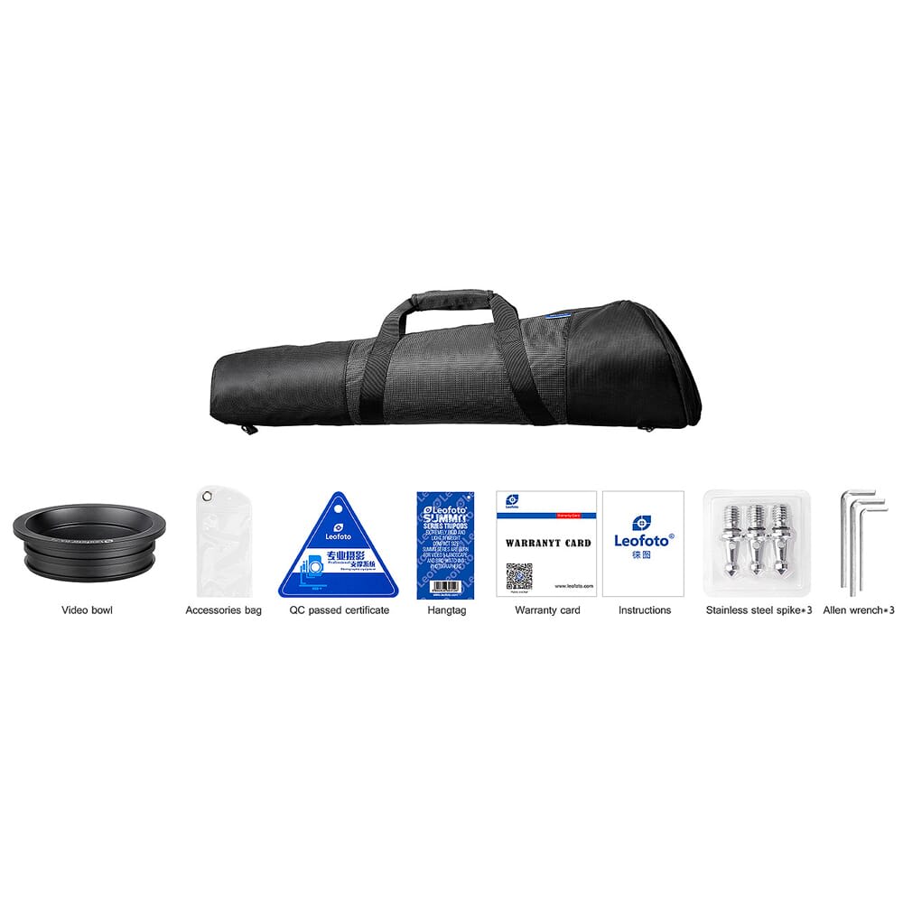 Leofoto LM Series LM-404C Carbon Fiber Tripod w/100mm Bowl & Bag Max 88lb LM-404C