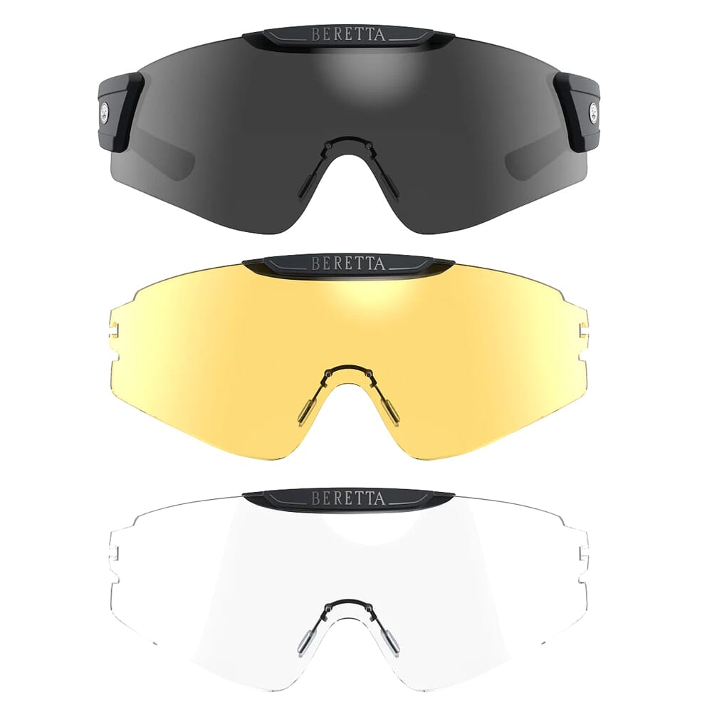 Beretta Intermask Wraparound Protective Shooting Eyeglasses w/Fume, Neutral, & Yellow Interchangeable Lenses & Adjustable Temple OC081D00490MX1UNI