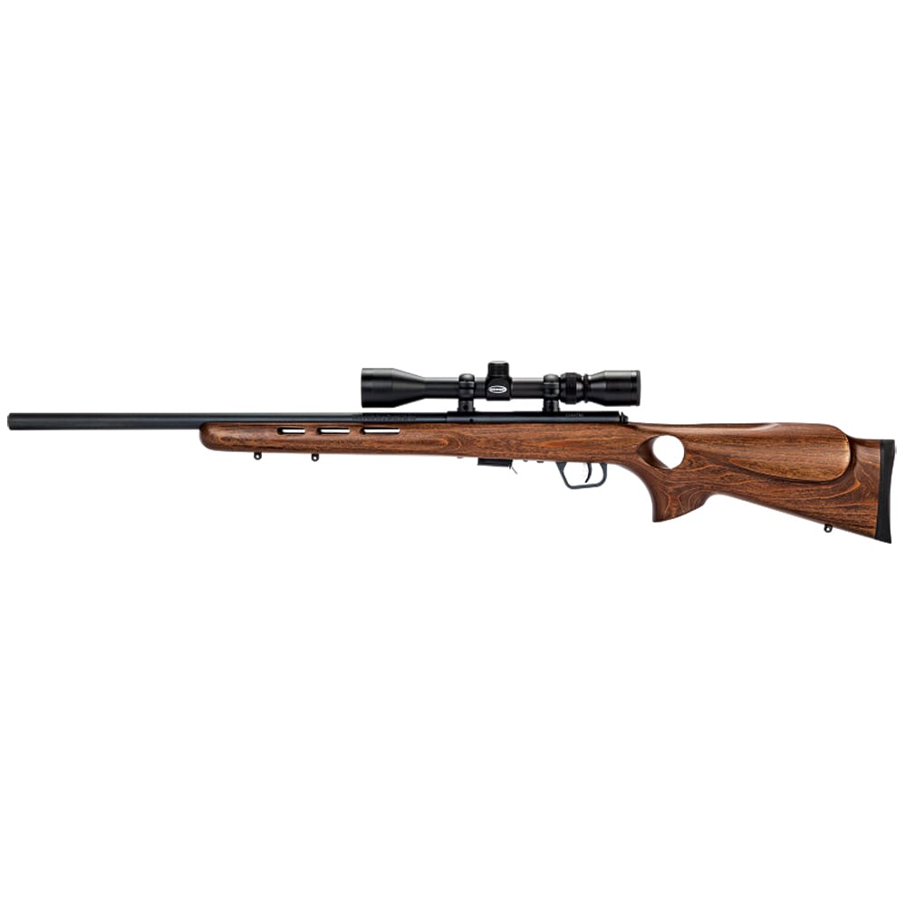 Savage Arms 93R17 BTV .17 HMR 21" 1:9" Bbl Brown Laminate BA Rifle w/(1) 5rd Mag & Thumbhole Stock 96250