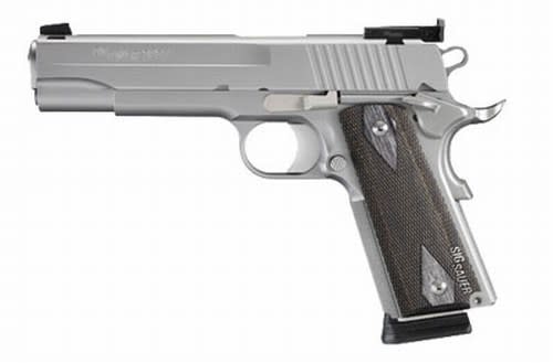 STAINLESS TARGET, Natural Stainless Finish, Adjustable Target Sights, Blackwood Grips 1911-45-S-TGT