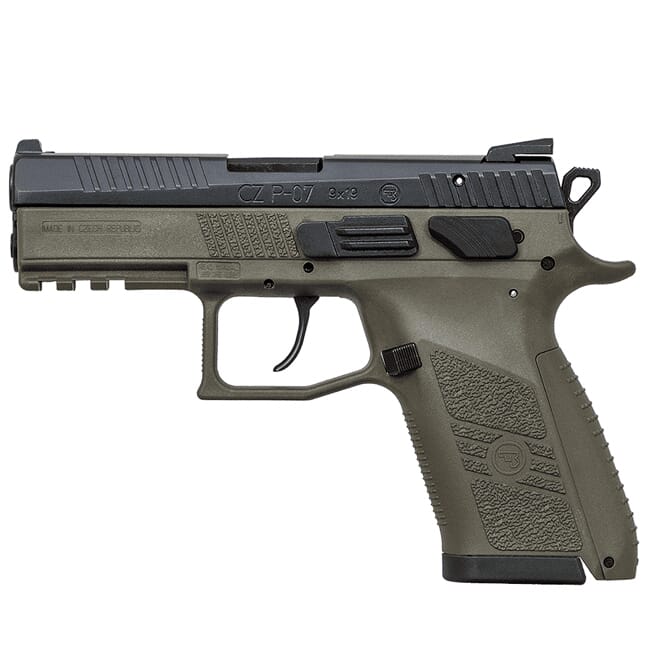 CZ-USA P-07 9mm 10rd ODG Handgun w/Polymer Frame, Nitride Slide, Fixed Sights, Swappable Safety/Decocker, 3 Back Straps 81077