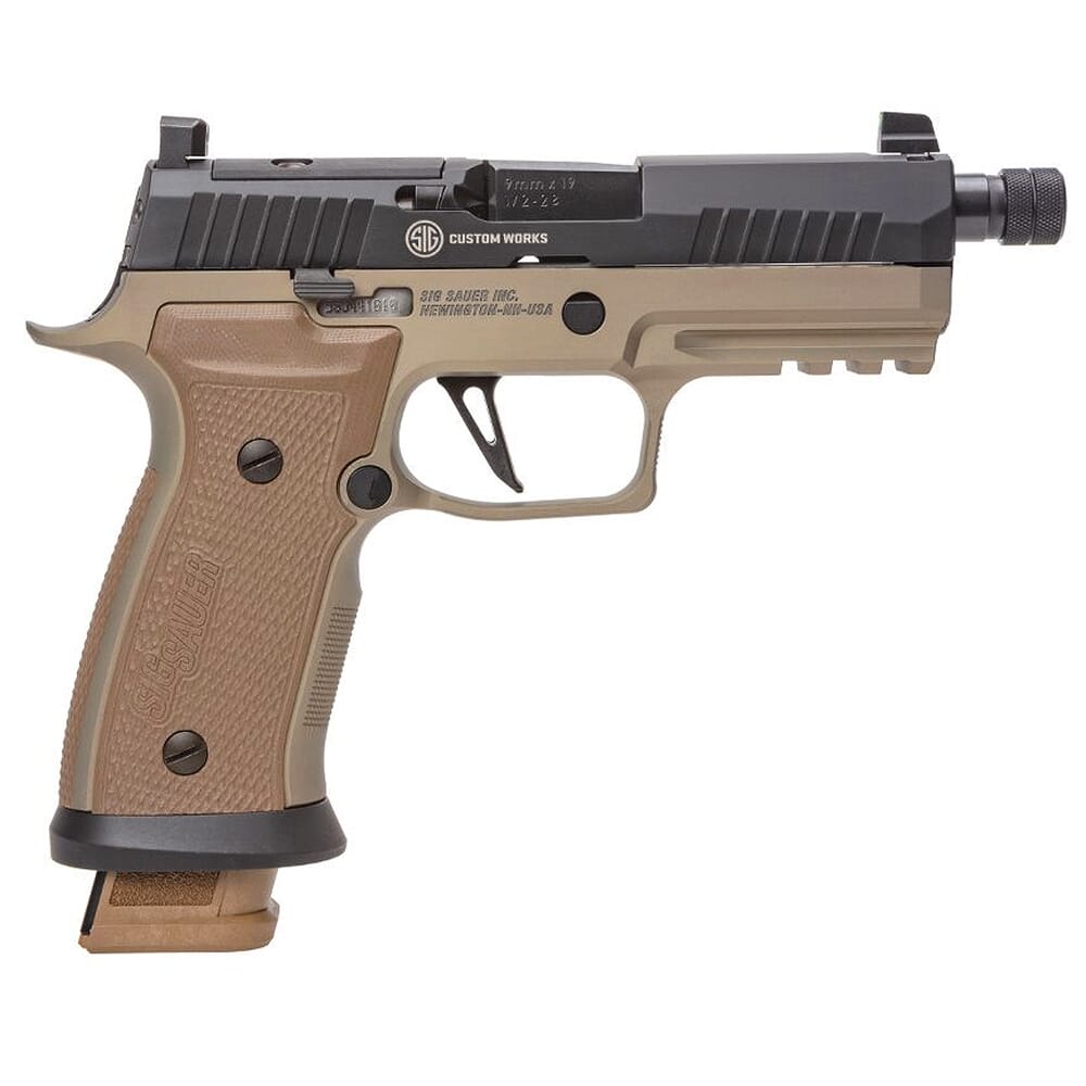 Sig Sauer Limited Edition P320 AXG Combat 9mm 4.6" Thrd FDE Pistol w/ XRay3 Sights Hogue G10 Cyt Tan Grips and (3) 21rd Mags 320AXGCA-9-CW-CBT-TB-R2