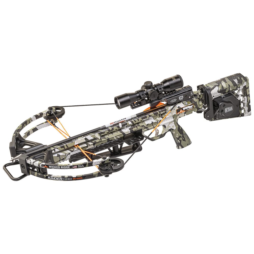 Wicked Ridge Raider 400 De-Cock Peak XT Crossbow w/ACUdraw De-Cock & Pro-View Scope WR23005-4528