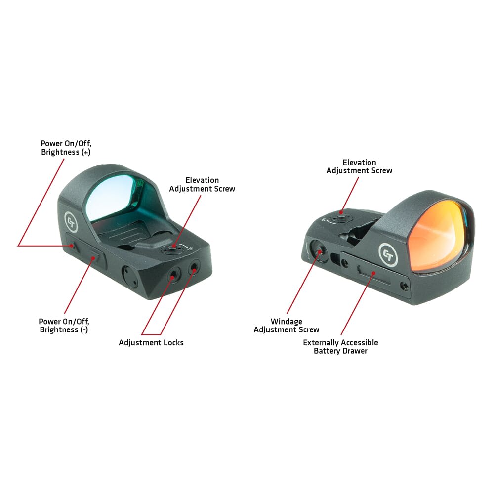Crimson Trace CTS-1200 3.25 MOA Compact Open Reflex Sight for Pistols, Electronic Sight with External Battery Compartment, Mount Included