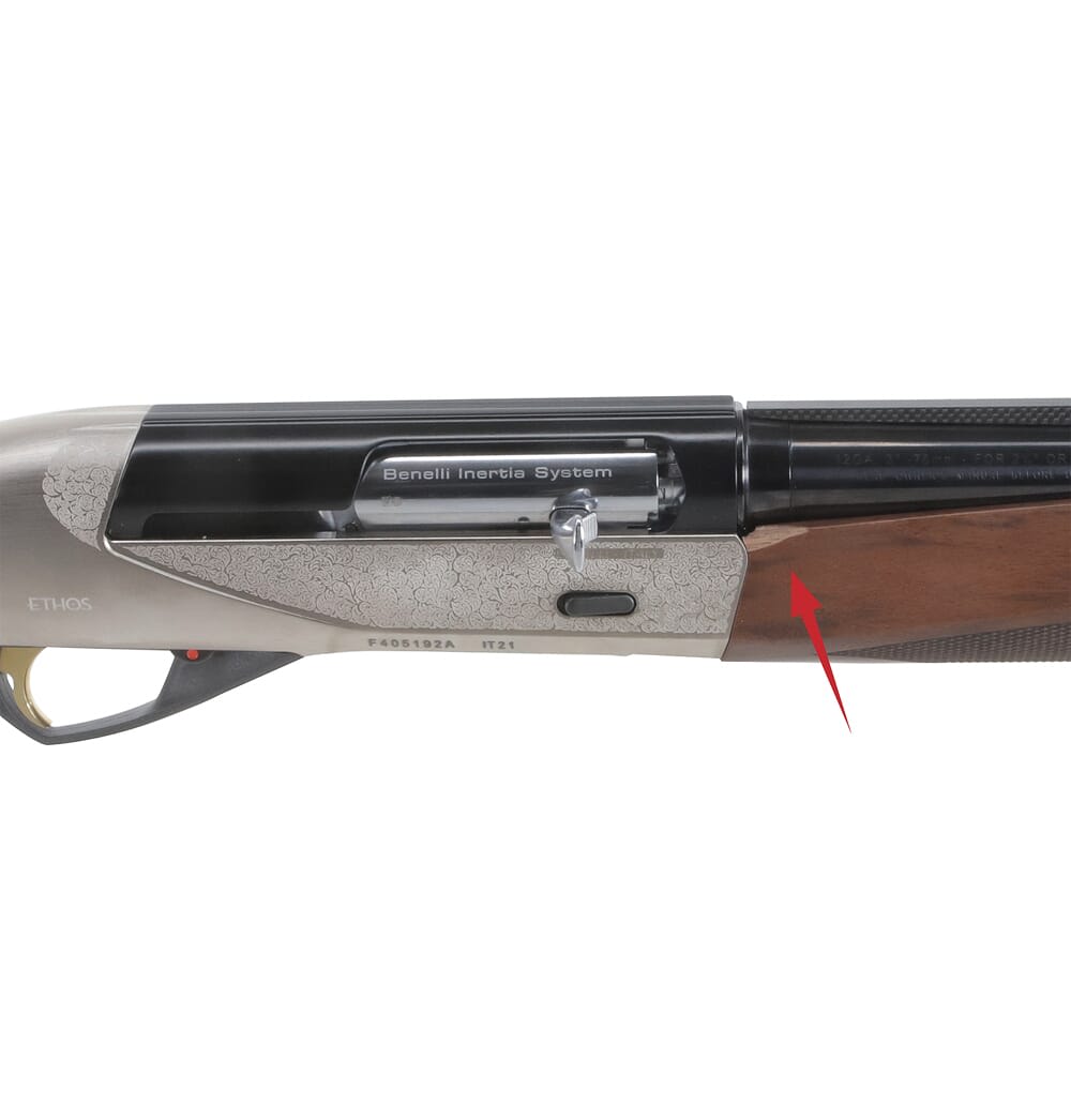 Benelli USED Ethos Field 12ga 3" 26" AA-Grade Satin Walnut Engraved Nickel-Plated Receiver 4+1 Semi-Auto Shotgun 10461 - Like New but Small Chip in Wood Forearm UA2734